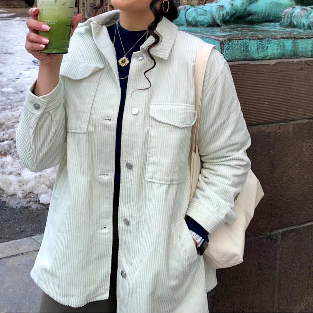 Green Corduroy Jacket. H&M. Size L.